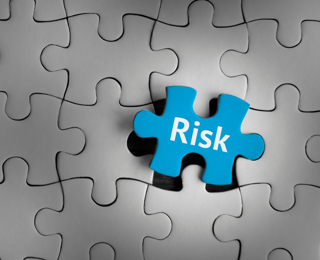 Jiwsaw puzzle with blue piece saying risk