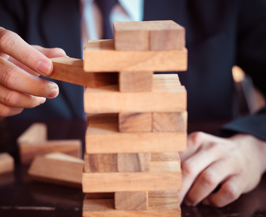 Man playing Jenga